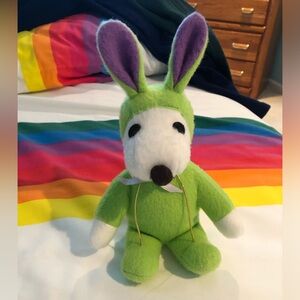 Vintage 1990’s Snoopy Dressed As The Easter Bunny 8 1/2” Tall Plush